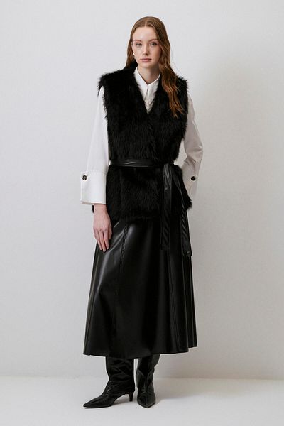 Touché Privé Fur Vest with Belt Detail
