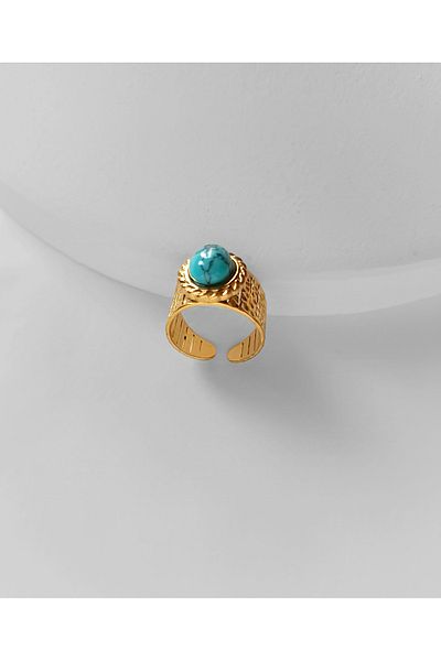Marlenka Steel Turquoise Stone Ring
