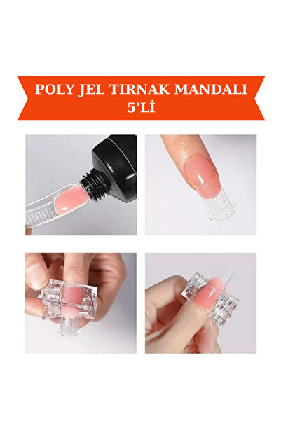 Güzellik Deposu 5 Adet Polygel Mandal Polijel Klipsi Poly Gel Tips Tutucu Tır...