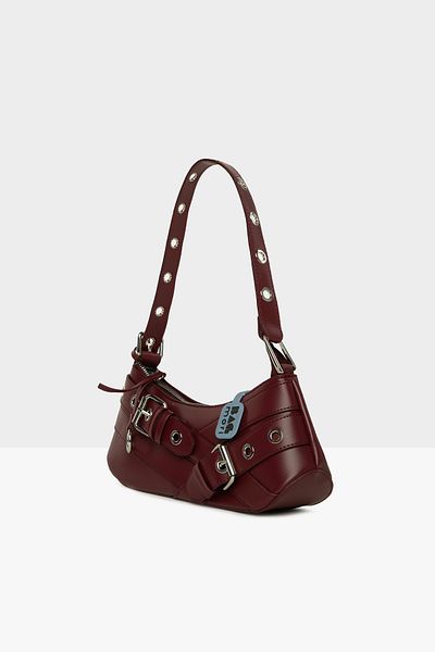 Bagmori Burgundy Women's Baguette Bag with Belt Accessories and Strap Detail m 000008449