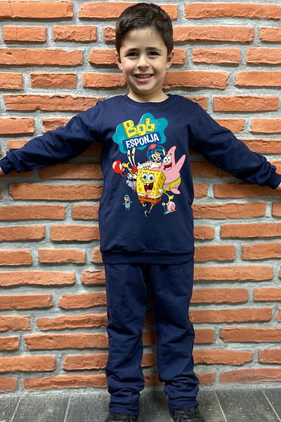 endudu Spongebob Printed 2-Piece Set for Kids - 100% Cotton Kindergarten and Nursery Set