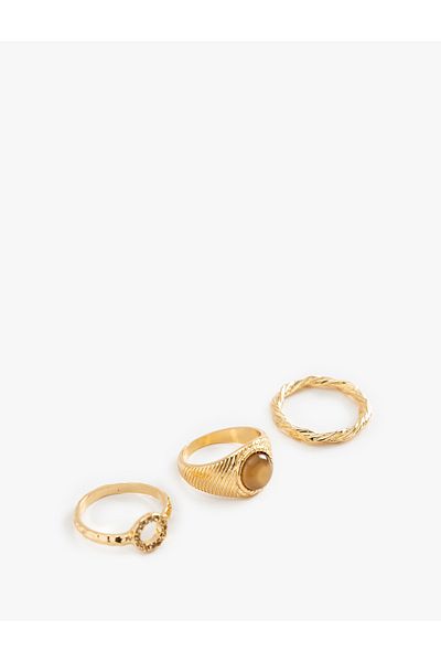 Koton 3 Piece Stone Detailed Ring Set
