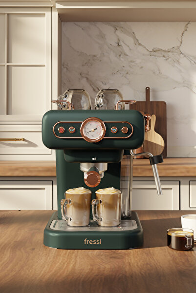 Fressi EM-01 Süt Köpürtücülü 20bar Basınçlı Espresso Latte Cappuccino Americano Kahve Makinesi 1,2Lt