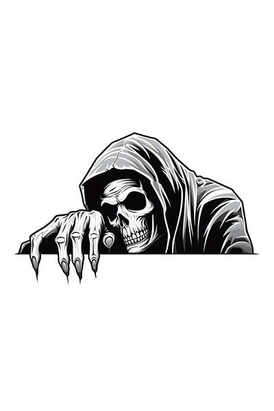 MegaSticker Autocolant cu craniu ascuns de 13x9 cm - mașină, motocicletă, cască și sticlă pentru laptop