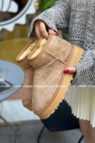 İncimoda Mini Suede Winter Sole - Teel Fur Inside Boots & Bootie