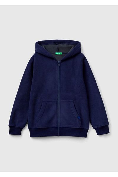United Colors of Benetton Момче, тъмносин суичър с етикет и детайли