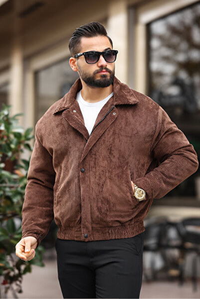 Moderk Kışlık Kalın İçi Kapitoneli Kadife Erkek Mont Ceket