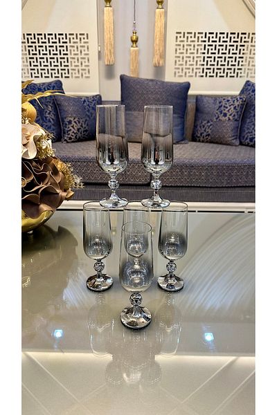Bohemia 180 Cc Crystal Silver Titanium Coffee Side Glass with Machine Guarantee