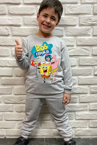 endudu Spongebob Printed 2-Piece Set for Kids - 100% Cotton Kindergarten and Nursery Set