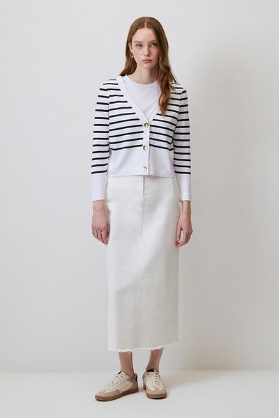 Touché Privé Striped Short Knitting Cardigan