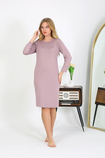 Akbeniz Powder Colored Cotton Tunic and Nightgown Set - 13132