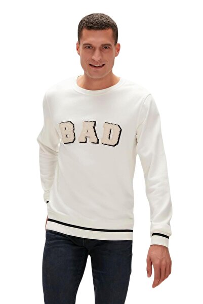 Bad Bear 23.02.12.013 Men's Lettered Sweatshirt with Felt Crewneck