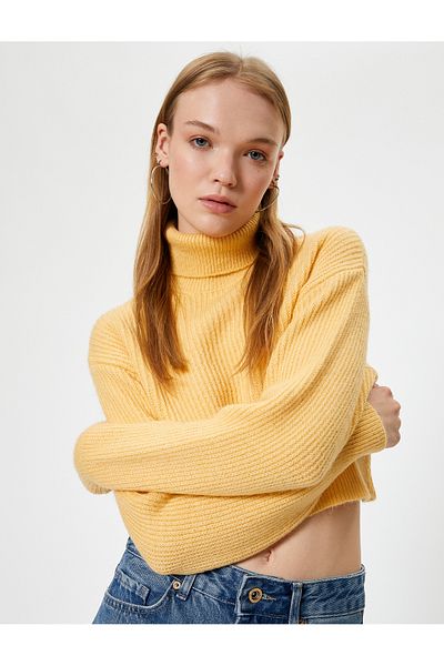 Koton Pulover de tricotaj crop cu gât - mânecă lungă, amestec acrilic