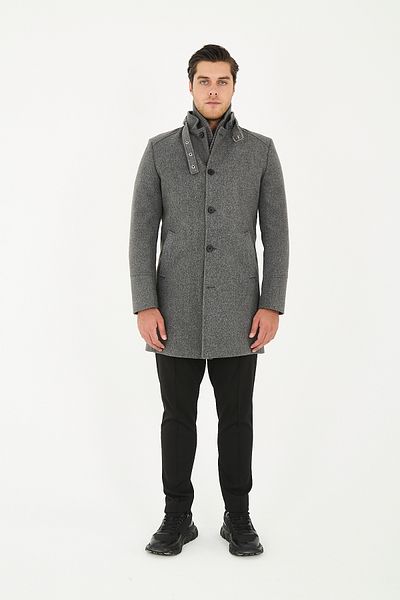 Frappoli Ανδρικό παλτό με χοντρή κοπή - Ριμπ γιακά, Standard Fit