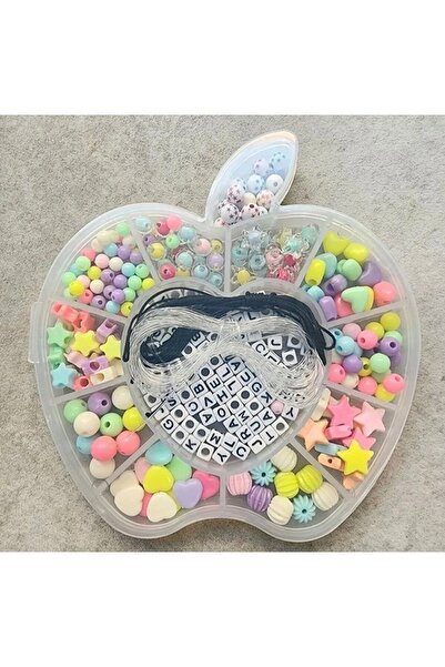 SESİKA HOBİ Elma Kutuda Hobi Seti Harfli Akrilik Boncuk Kolye Bileklik Yapım ...