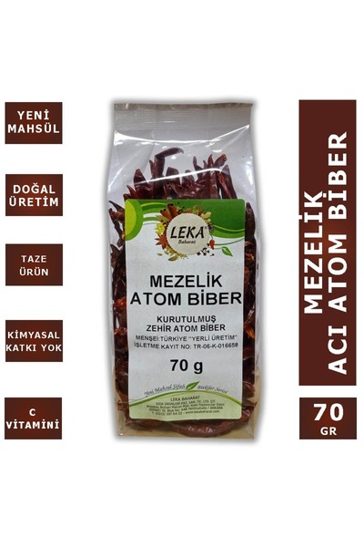 leka baharat Mezelik Acı Atom Biber - Kurutulmuş Zehir Acı Biber 70 g