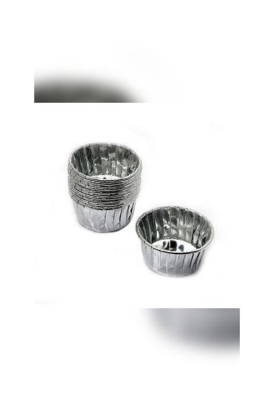 Ambalaj Evi Silver Muffin Cup 25 Pieces Metallic Cupcake Whip Suflées Baking Capsule