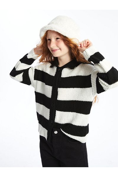 LC Waikiki Lcwk Polo Neck Girl's Knitwear Cardigan