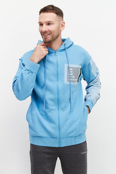 Tribe of 6 Men Graphic Full Zip Long Sleeves Hoodie, Aqua Blue
