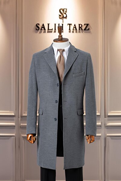 Salihtarzz Men's Mono Collar Gray Coat Sd42106