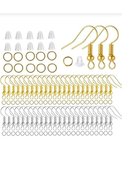 SESİKA HOBİ 450 Parça Takı Seti 2 Renk Küpe Kancası Küpe Klips Halka