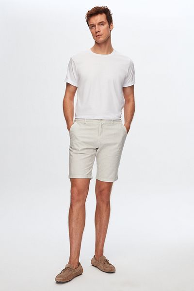 D'S Damat Ds Damat Slim Fit Gray Straight Striped Shorts