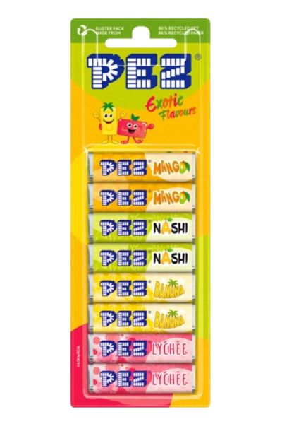 Pez Set of 8 Exotic Fruity Blister Replacement Candy Pez