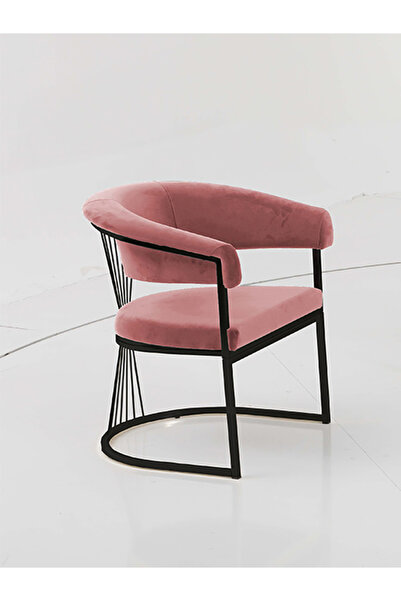 Rozexi Rio Çay Seti Tekli Koltuk Sandalye Berjer Oturma Odası Kafe Antre Hol Ofis Siyah Metal