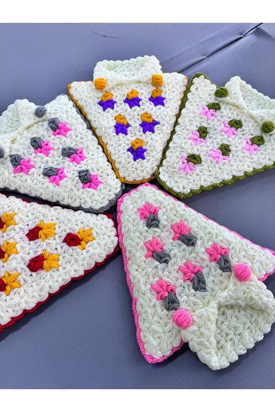Dantelux Trend Imb Hand Knitted 5 Pieces Cream Color Collar Model Fiber