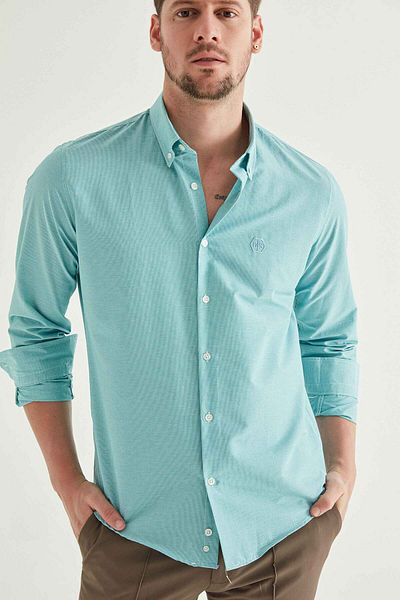 D'S Damat Slim Fit Πράσινο πουκάμισο Gingham