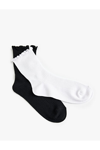 Koton Цветен комплект от 2 чифта чорапи - с набрани детайли