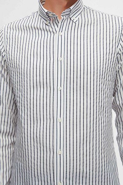 D'S Damat Slim Fit ανοιχτό μπλε ριγέ πουκάμισο