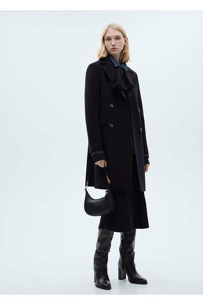MANGO Woman Zweireihiger Wollmantel