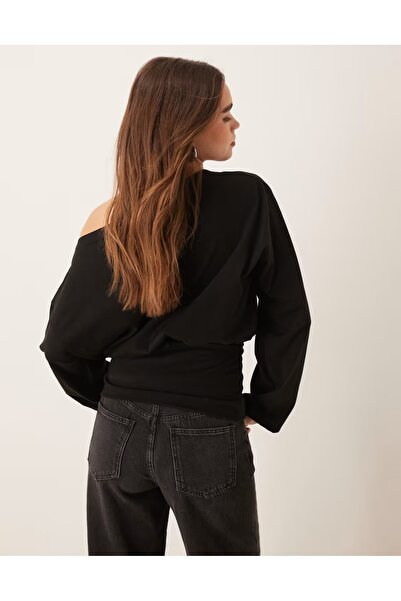 TwillCollection Black Long Sleeve Off Shoulder Women's Blouse