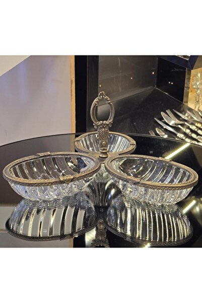 AlyaHomeAksesuar Antik Metal Çerçeveli Üçlü Çerezlik