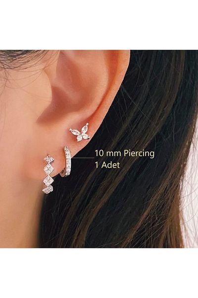 Heppii 10 mm Silver Color Stone Ring Piercing - Helix Lobe Conch Cartilage