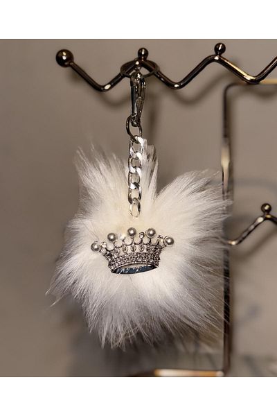 Arabasına Aşıklar Kulubü White Feathered Princess Crown Keychain