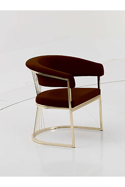 Rozexi Rio Çay Seti Tekli Koltuk Sandalye Berjer Oturma Odası Kafe Antre Hol Ofis Gold Metal