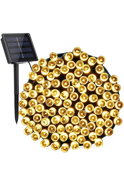 Solar Powered Solar 100 Led 12 Meters Daylight Garden Lighting Decoration Solar Led Yellow Light