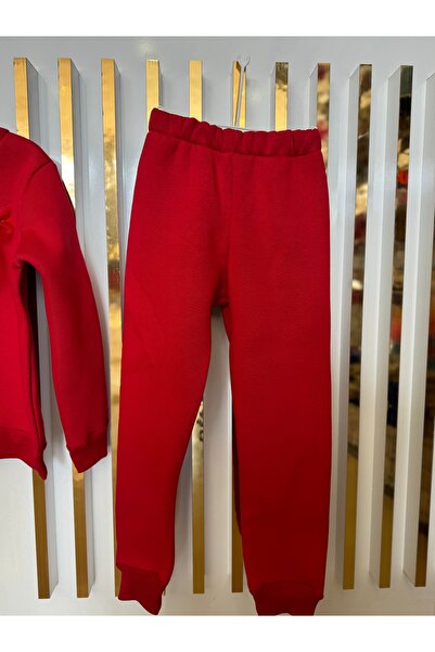 ÇAĞLA KURT Red Charded Bow Girls Suits