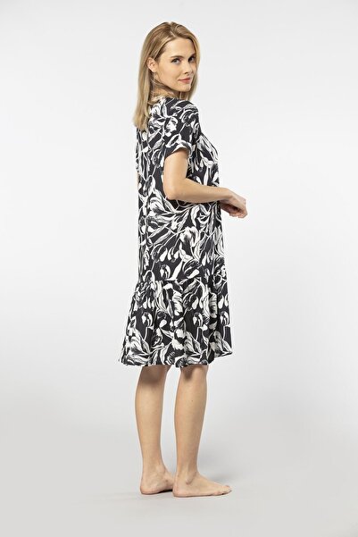 TÜREN Türen Φόρεμα με υφαντό κουμπί 3603/Μαύρο