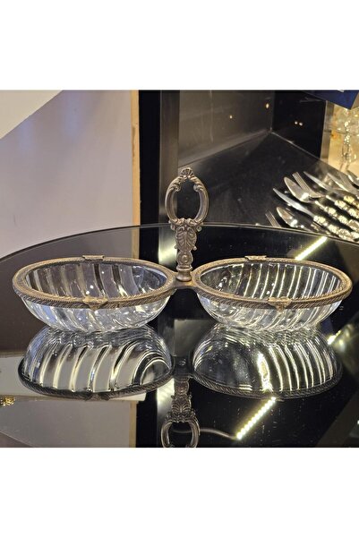 alya home aksesuar Antik Metal Çerçeveli İkili Çerezlik
