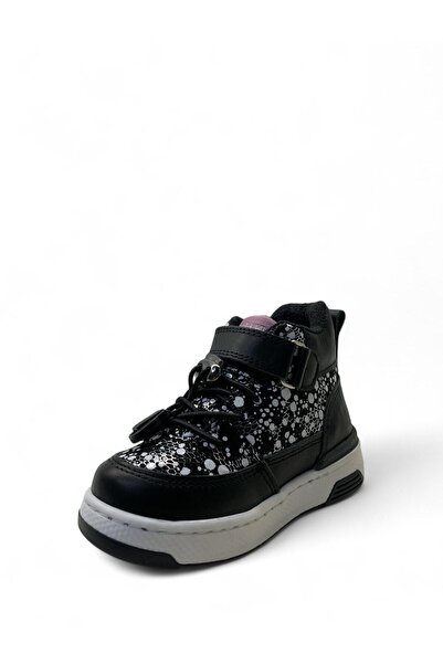 Tuğba Ortopedi 6088 Ortopedik % 100 Hakiki Deri Kız Bebek Siyah/Beyaz Baskılı bot