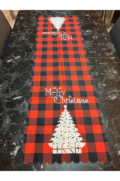 Yıldız Accessory Runner de Crăciun în carouri din lemn de pin