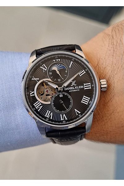 Daniel Klein Automatic, Black Leather Strap Men's Wrist Watch