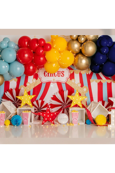 Öztürkpartievi Mavi Kırmızı Karnaval Temalı Balon Zinciri