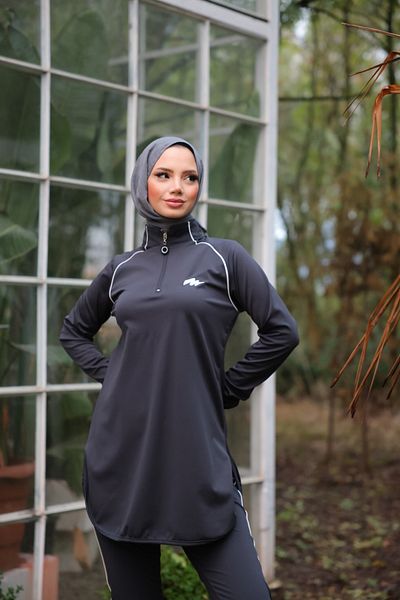 MİMİ Luxury Wear Γυναικείο αθλητικό σετ φόρμας Jogger με φερμουάρ από ύφασμα κατάδυσης