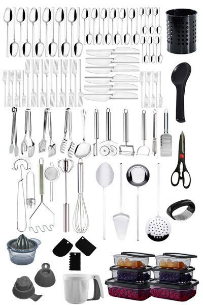 Mirilliahome طقم سكاكين وشوكة وملعقة ومجموعة أدوات المطبخ