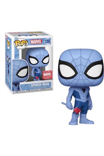 Funko مارفلز بوب! شخصية سبايدر مان مع تفاصيل برتقالية ووردية (جسم جامع مارفلز).