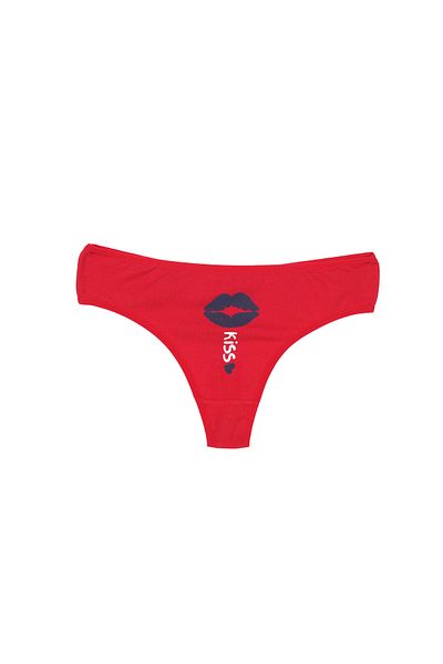 İNSPİRA Bumbac Elastic Blend Chiloți pentru femei Tanga Pachet 3 Roșu Alb Bleumarin Kiss Kiss String